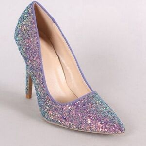 Purple Glitter Pointed-Toe Heels